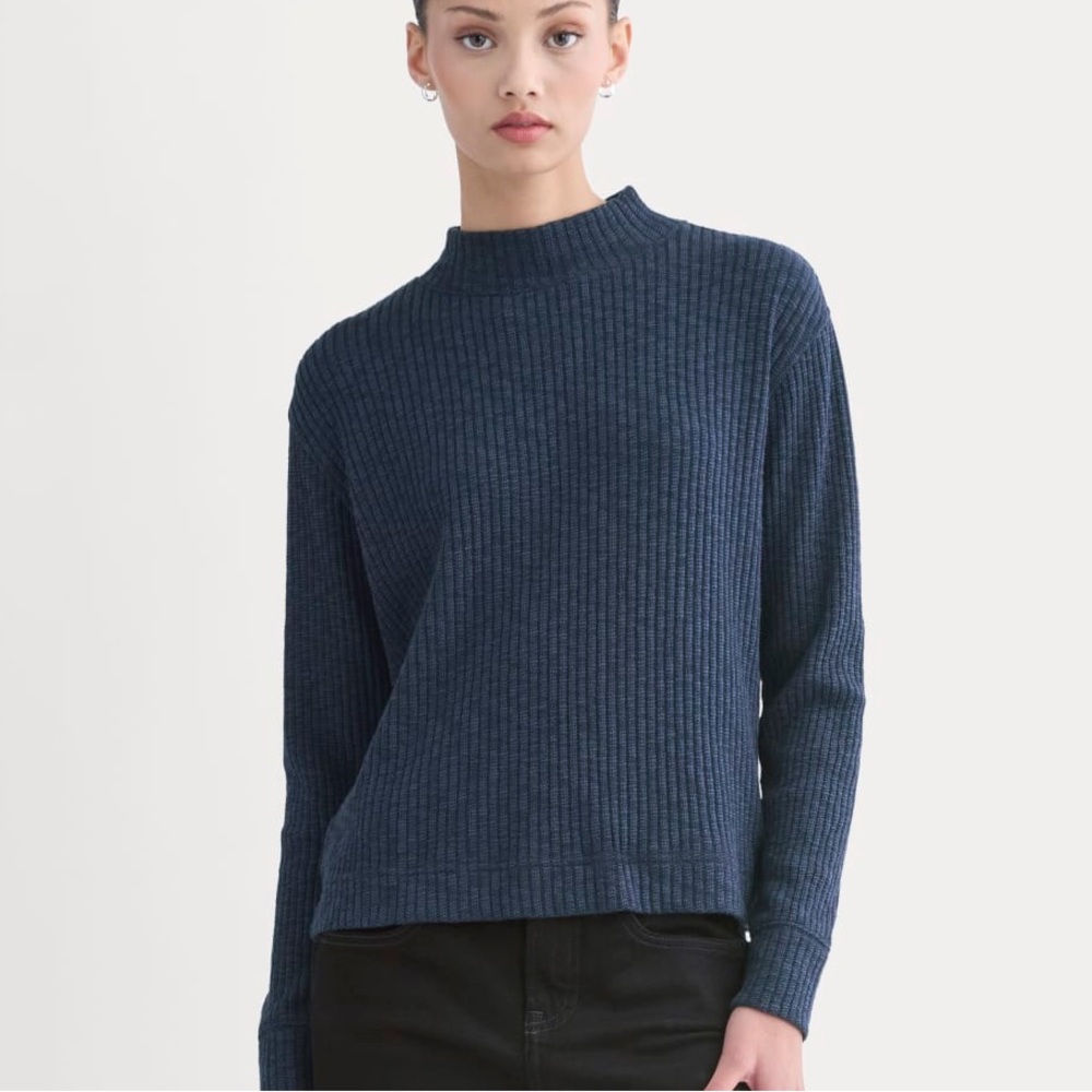 NWT Everlane The Cozy Rib Funnel-Neck in Navy Women’s Size Medium